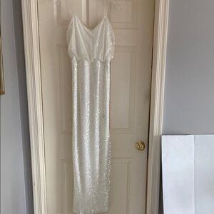 Aidan by Aidan Mattox White Sequin Maxi Dress